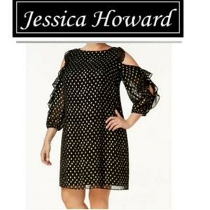 JESSICA HOWARD

Black Gold Ruffled Printed dress